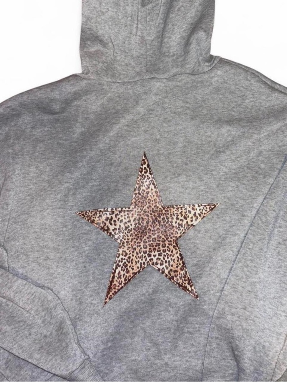 Gray Hoodie with Leopard Star Applique